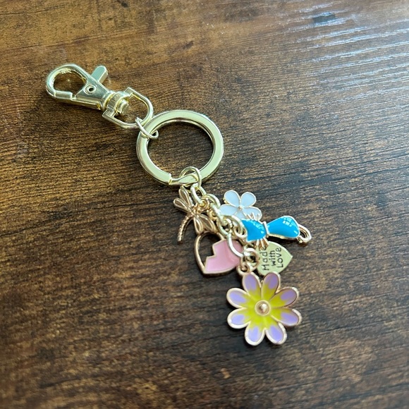 Gold Keychain with Colorful Charms - Picture 1 of 9
